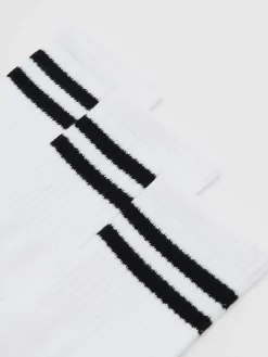 3 pack białych skarpet z czarnymi paskami