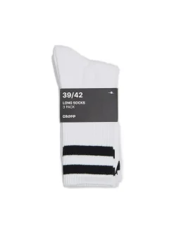 3 pack długich białych skarpet basic