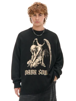 Żakardowy sweter z nadrukiem