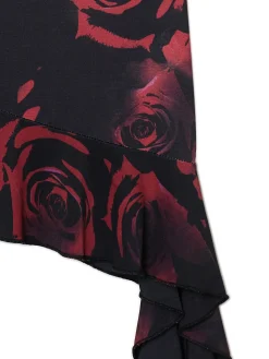 Asymetryczna sukienka mini w róże