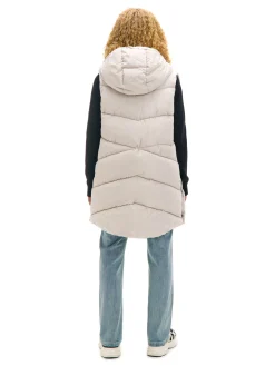 Beżowa kamizelka puffer z kapturem