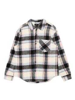 Beżowa kraciasta koszula z domieszką wełny