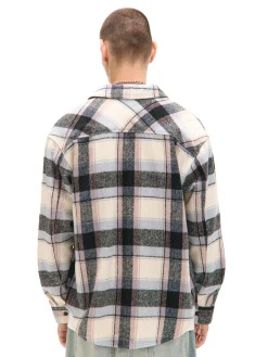 Beżowa kraciasta koszula z domieszką wełny