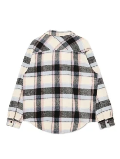 Beżowa kraciasta koszula z domieszką wełny