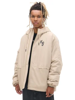 Beżowa kurtka z kapturem i nadrukiem