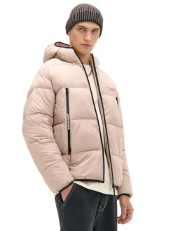 Beżowa pikowana kurtka puffer