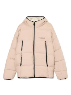 Beżowa pikowana kurtka puffer