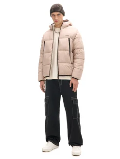 Beżowa pikowana kurtka puffer