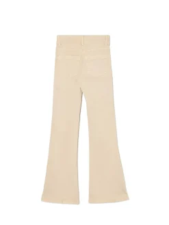 Beżowe spodnie flare z efektem sprania