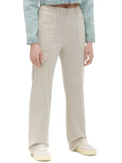 Beżowe spodnie straight cargo