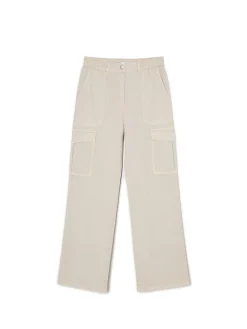 Beżowe spodnie straight cargo