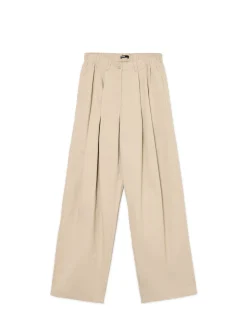 Beżowe spodnie wide leg