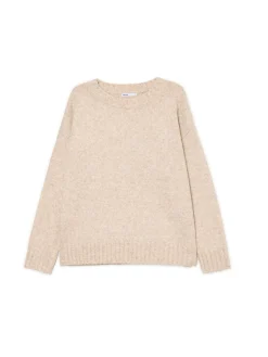 Beżowy gładki sweter