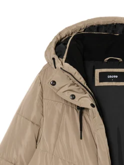 Beżowy płaszcz z kapturem