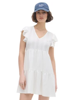 Biała ażurowa sukienka mini