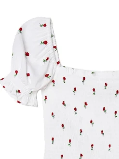 Biała bluzka crop top w kwiaty