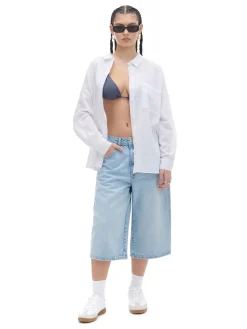 Biała koszula oversize z rustykalną strukturą