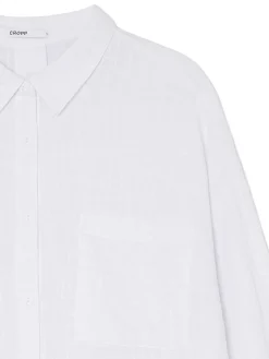 Biała koszula oversize z rustykalną strukturą