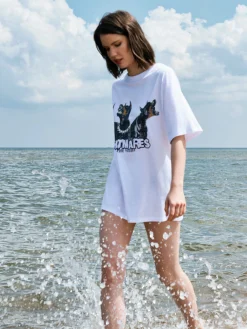 Biała koszulka z dobermanami UNISEX
