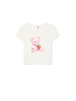 Biała koszulka z nadrukiem misia