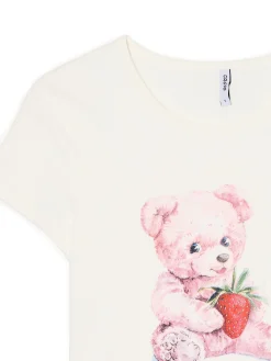 Biała koszulka z nadrukiem misia
