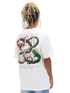 Biała koszulka z wężami
