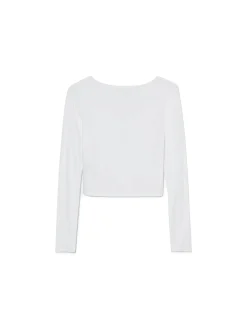 Biała prążkowana bluzka z długim rękawem