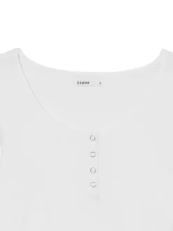 Biała prążkowana bluzka z długim rękawem