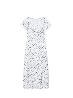 Biała sukienka midi w kwiaty