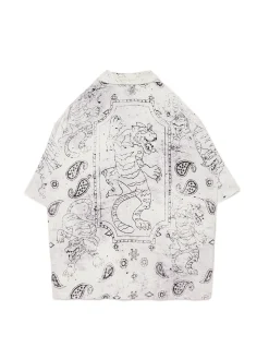 Biała wiskozowa koszula z nadrukiem