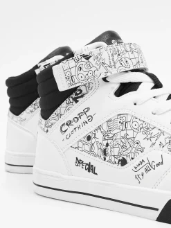 Białe sneakersy z komiksowym nadrukiem