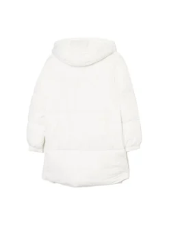 Biały pikowany płaszcz z kapturem