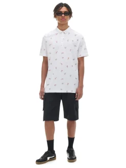 Biały T-shirt polo z rybkami