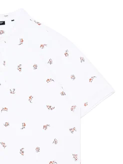 Biały T-shirt polo z rybkami