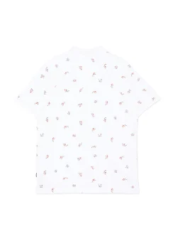 Biały T-shirt polo z rybkami