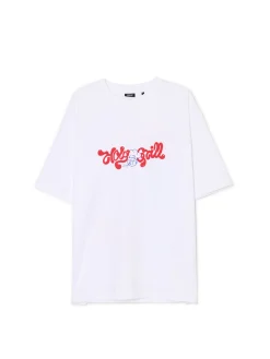 Biały T-shirt z grillowym nadrukiem