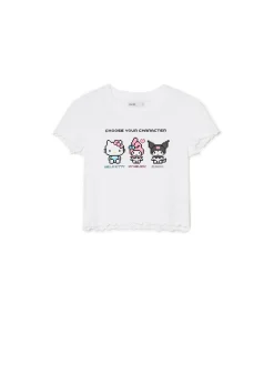 Biały t-shirt z nadrukiem Hello Kitty