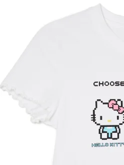 Biały t-shirt z nadrukiem Hello Kitty