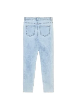 Błękitne jeansy skinny z przetarciami