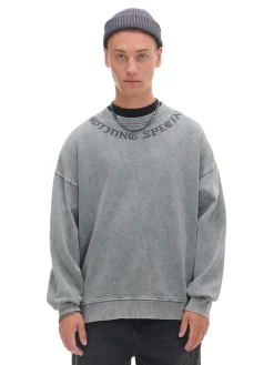 Bluza z efektem sprania i napisem