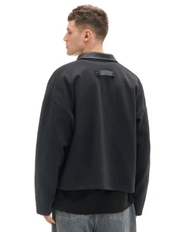 Bluza ze skórzanym kołnierzykiem