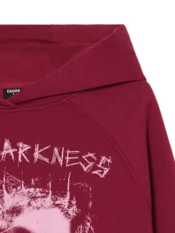 Bordowa bluza z kapturem i nadrukiem