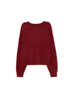 Bordowy gładki sweter