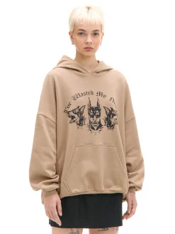Brązowa bluza hoodie z dobermanami UNISEX
