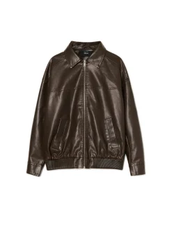 Brązowa kurtka bomber z efektem znoszenia