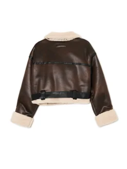 Brązowa kurtka z imitacji skóry