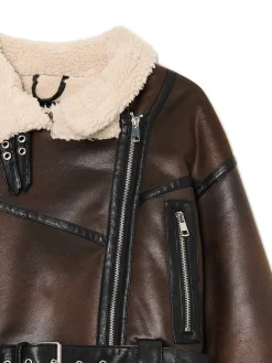 Brązowa kurtka z imitacji skóry