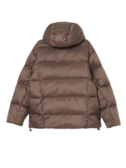 Brązowa pikowana kurtka z kapturem