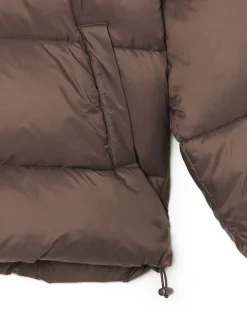 Brązowa pikowana kurtka z kapturem