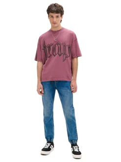 Ciemnoniebieskie jeansowe joggery